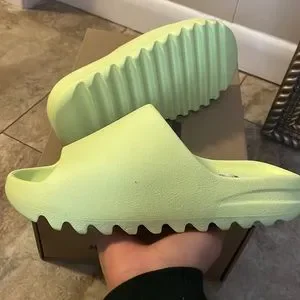 Yeezy Slides Glow Green Size 9 MEN                                     USED ONCE Yeezy | Shoes | Yeezy Slides Glow Green Size 9 Men Used Once  main image 4
